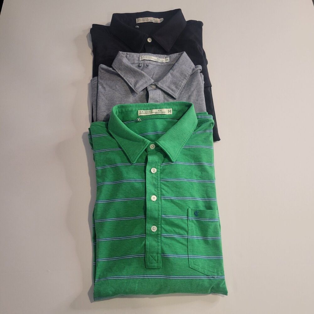 Criquet The Player Shirt lot of 3 sz XXL blck, green, navy preppy Austin Tx